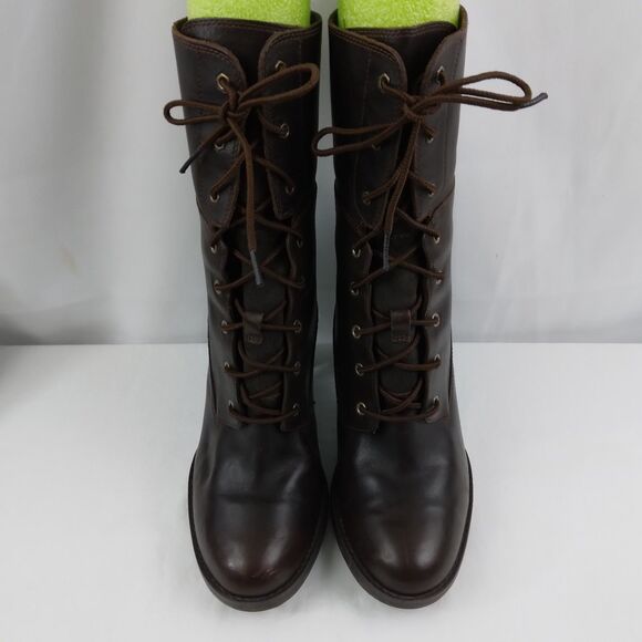 Timberland Earthkeepers Lace Up Boots Brown Leather High Heel Women's Size 8 - Picture 4 of 15
